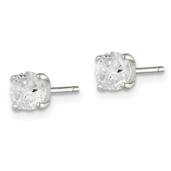 Sterling Silver 5mm Round Basket Set Cross-cut CZ Stud Earrings - Birthstone Company