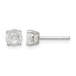 Sterling Silver 5mm Round Basket Set Cross-cut CZ Stud Earrings - Birthstone Company