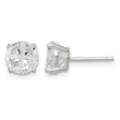 Sterling Silver 7mm Round Basket Set Cross-cut CZ Stud Earrings - Birthstone Company