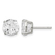 Sterling Silver 8mm Round Basket Set Cross-cut CZ Stud Earrings - Birthstone Company