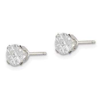 Sterling Silver 5mm Round Snap Set Laser-cut CZ Stud Earrings - Birthstone Company