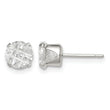 Sterling Silver 6mm Round Snap Set Laser-cut CZ Stud Earrings - Birthstone Company