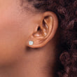 Sterling Silver 6mm Round Basket Set Laser-cut CZ Stud Earrings
