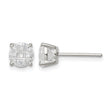 Sterling Silver 6mm Round Basket Set Laser-cut CZ Stud Earrings - Birthstone Company