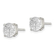 Sterling Silver 7mm Round Basket Set Laser-cut CZ Stud Earrings - Birthstone Company