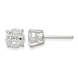 Sterling Silver 7mm Round Basket Set Laser-cut CZ Stud Earrings - Birthstone Company