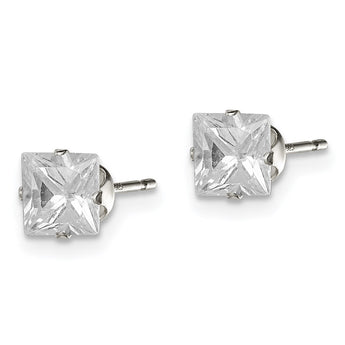 Sterling Silver 5mm Square Snap Set CZ Stud Earrings - Birthstone Company