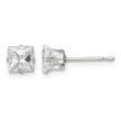 Sterling Silver 5mm Square Snap Set CZ Stud Earrings - Birthstone Company
