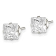 Sterling Silver 6mm Square Snap Set CZ Stud Earrings - Birthstone Company