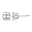 Sterling Silver 6mm Square Snap Set CZ Stud Earrings - Birthstone Company