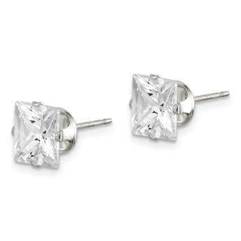Sterling Silver 7mm Square Snap Set CZ Stud Earrings - Birthstone Company