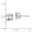 Sterling Silver 7mm Square Snap Set CZ Stud Earrings