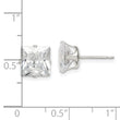 Sterling Silver 8mm Square Snap Set CZ Stud Earrings