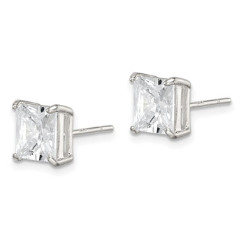 Sterling Silver 7mm Square CZ Basket Set Stud Earrings - Birthstone Company