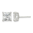 Sterling Silver 7mm Square CZ Basket Set Stud Earrings - Birthstone Company