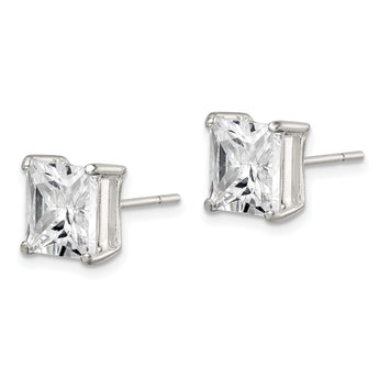 Sterling Silver 8mm Square CZ Basket Set Stud Earrings - Birthstone Company