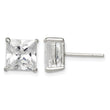 Sterling Silver 8mm Square CZ Basket Set Stud Earrings - Birthstone Company