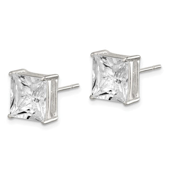 Sterling Silver 9mm Square CZ Basket Set Stud Earrings - Birthstone Company