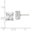 Sterling Silver 9mm Square CZ Basket Set Stud Earrings