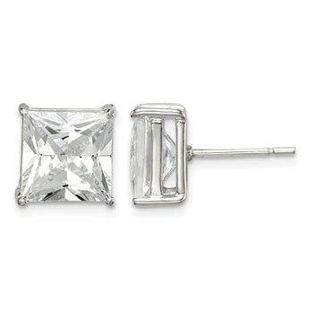 Sterling Silver 9mm Square CZ Basket Set Stud Earrings - Birthstone Company