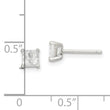 Sterling Silver 4mm Square Cross-cut CZ Basket Set Stud Earrings