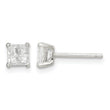 Sterling Silver 4mm Square Cross-cut CZ Basket Set Stud Earrings - Birthstone Company