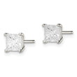Sterling Silver 5mm Square Cross-cut CZ Basket Set Stud Earrings - Birthstone Company