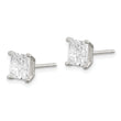 Sterling Silver 6mm Square Cross-cut CZ Basket Set Stud Earrings - Birthstone Company