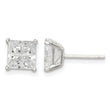 Sterling Silver 6mm Square Cross-cut CZ Basket Set Stud Earrings - Birthstone Company