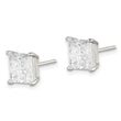 Sterling Silver 7mm Square Cross-cut CZ Basket Set Stud Earrings - Birthstone Company