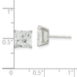 Sterling Silver 7mm Square Cross-cut CZ Basket Set Stud Earrings
