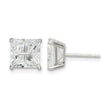 Sterling Silver 7mm Square Cross-cut CZ Basket Set Stud Earrings - Birthstone Company