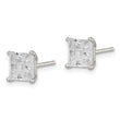 Sterling Silver 6mm Square Laser-cut CZ Basket Set Stud Earrings - Birthstone Company