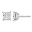 Sterling Silver 6mm Square Laser-cut CZ Basket Set Stud Earrings - Birthstone Company
