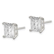 Sterling Silver 8mm Square Laser-cut CZ Basket Set Stud Earrings - Birthstone Company