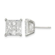 Sterling Silver 8mm Square Laser-cut CZ Basket Set Stud Earrings - Birthstone Company