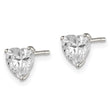 Sterling Silver Polished 6mm Heart 3 Prong Basket Set CZ Stud Earrings - Birthstone Company