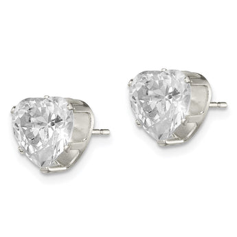 Sterling Silver Polished 8mm Heart Snap Set CZ Stud Earrings - Birthstone Company