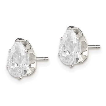 Sterling Silver Polished 8x5mm Pear Snap Set CZ Stud Earrings - Birthstone Company