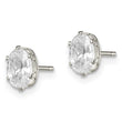 Sterling Silver Polished 6x4mm Oval Snap Set CZ Stud Earrings - Birthstone Company