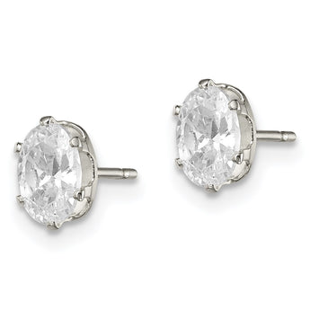 Sterling Silver Polished 6x4mm Oval Snap Set CZ Stud Earrings - Birthstone Company