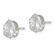 Sterling Silver Polished 9x7mm Oval Snap Set CZ Stud Earrings - Birthstone Company