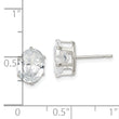 Sterling Silver Polished 9x7mm Oval Snap Set CZ Stud Earrings