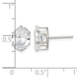 Sterling Silver Polished 9x7mm Oval Snap Set CZ Stud Earrings - Birthstone Company