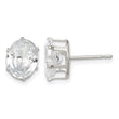 Sterling Silver Polished 9x7mm Oval Snap Set CZ Stud Earrings - Birthstone Company
