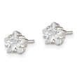 Sterling Silver Polished 6mm Star Basket Set CZ Stud Earrings - Birthstone Company