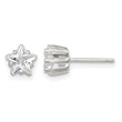Sterling Silver Polished 6mm Star Basket Set CZ Stud Earrings - Birthstone Company