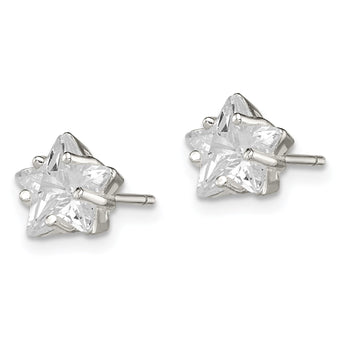 Sterling Silver Polished 7mm Star Basket Set CZ Stud Earrings - Birthstone Company