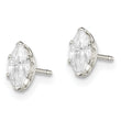 Sterling Silver Polished 6x3mm Marquise Snap Set CZ Stud Earrings