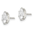 Sterling Silver Polished 7x3.5mm Marquise Snap Set CZ Stud Earrings